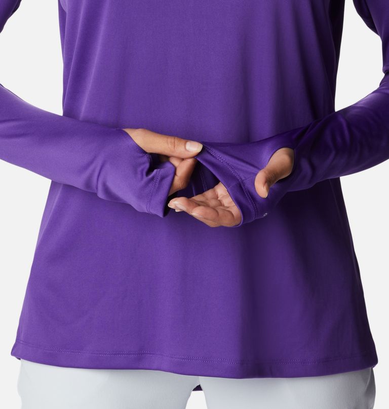 Thumbnail: Women’s PFG Tidal Tee Hoodie, Color: Vivid Purple, White Logo, image 6