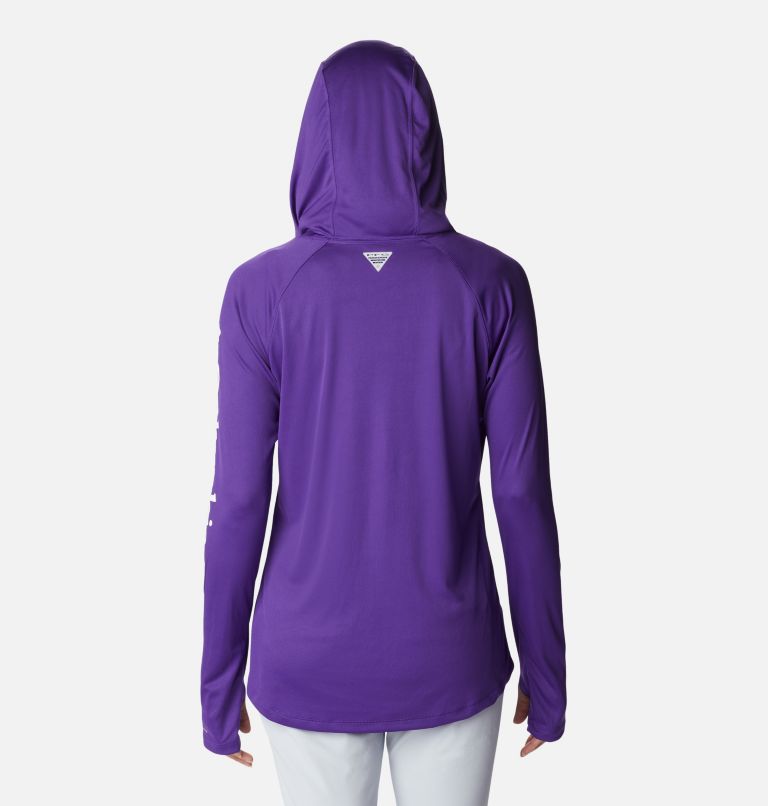 Thumbnail: Women’s PFG Tidal Tee Hoodie, Color: Vivid Purple, White Logo, image 2