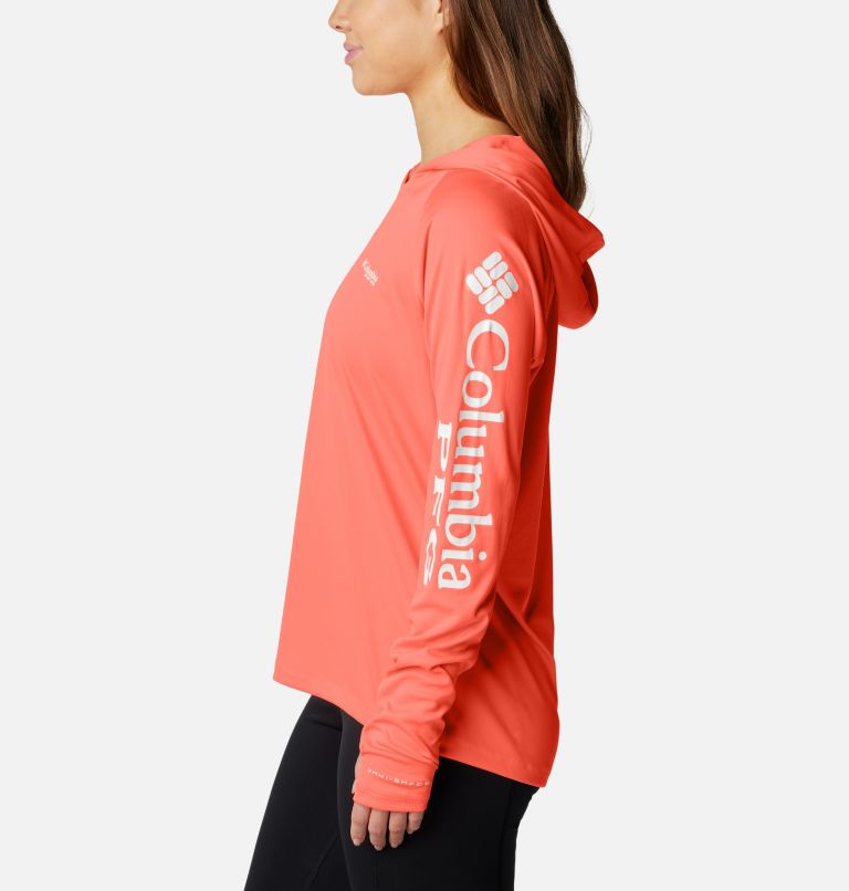 Columbia PFG Tidal Tee Hoodie Women's (White, Cirrus Grey Logo)