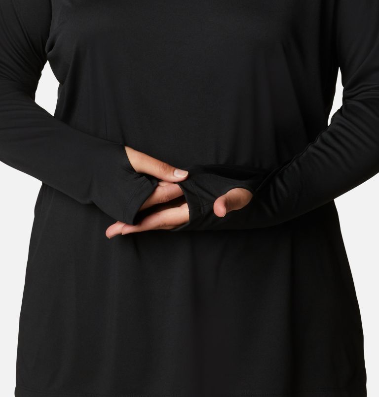 Women’s PFG Tidal Tee Hoodie - Plus Size, Color: Black, Cirrus Grey Logo, image 6