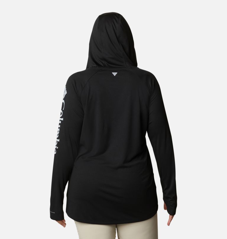 Women’s PFG Tidal Tee Hoodie - Plus Size, Color: Black, Cirrus Grey Logo, image 2