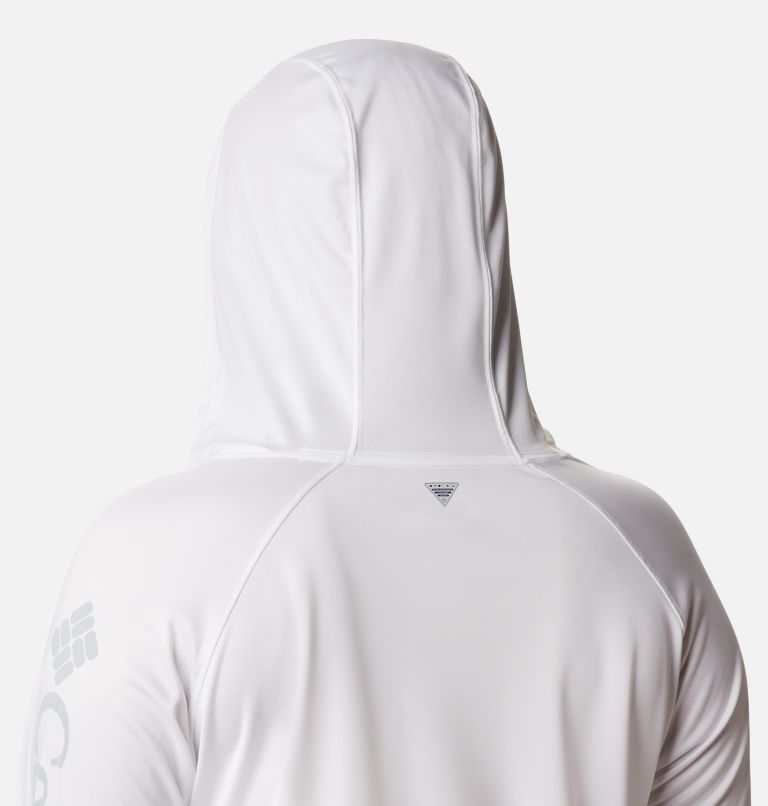Women’s PFG Tidal Tee Hoodie - Plus Size, Color: White, Cirrus Grey Logo, image 5