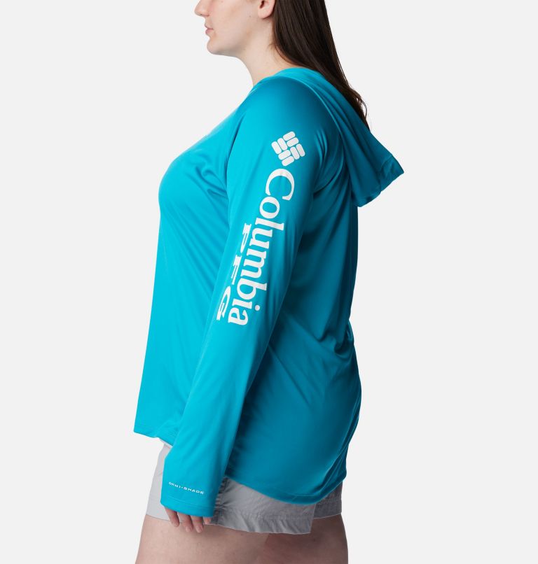Tidal Tee Hoodie | 444 | 2X, Color: Ocean Teal, White Logo, image 3
