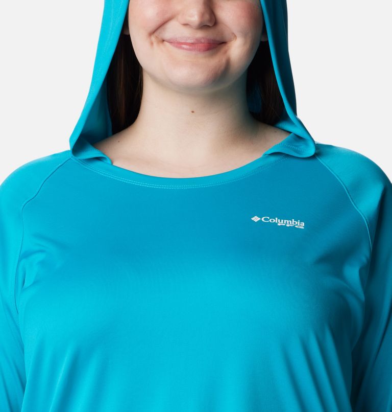 Tidal Tee Hoodie | 444 | 2X, Color: Ocean Teal, White Logo, image 4
