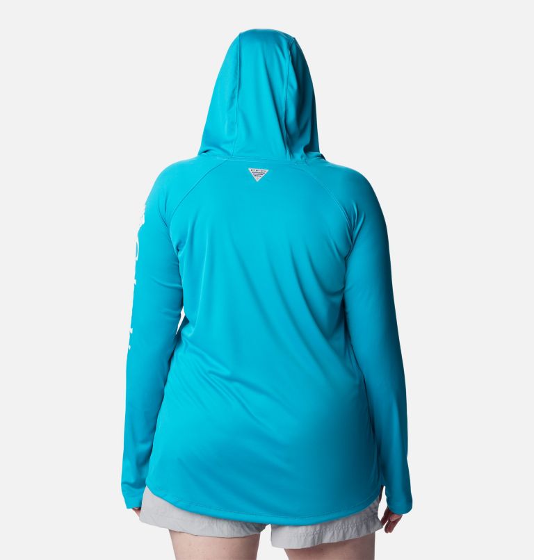 Tidal Tee Hoodie | 444 | 2X, Color: Ocean Teal, White Logo, image 2