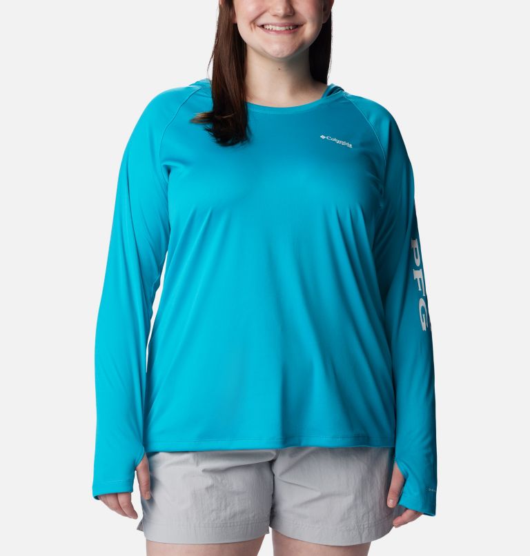 Tidal Tee Hoodie | 444 | 2X, Color: Ocean Teal, White Logo, image 1