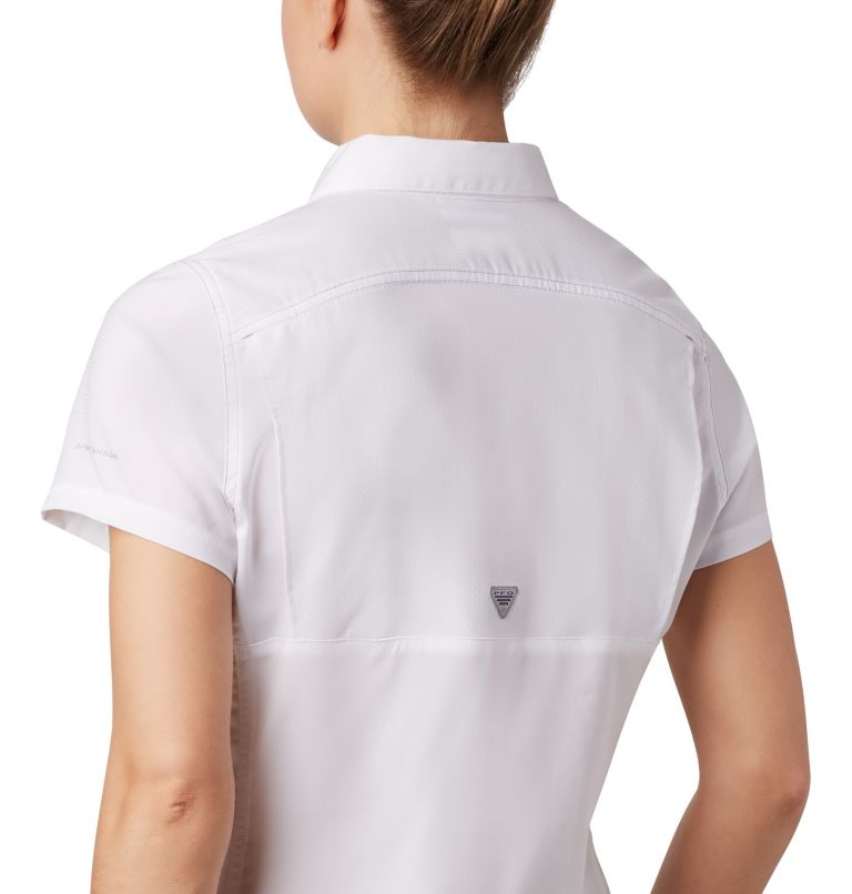 Thumbnail: Women's PFG Lo Drag Short Sleeve Shirt, Color: White, image 3