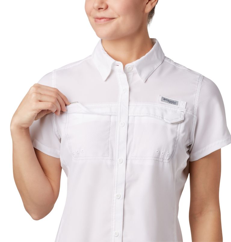 Women's PFG Lo Drag Short Sleeve Shirt, Color: White, image 4