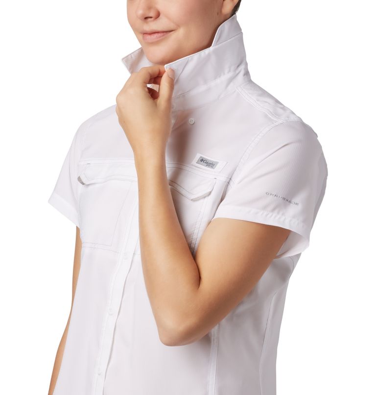 Thumbnail: Women's PFG Lo Drag Short Sleeve Shirt, Color: White, image 5