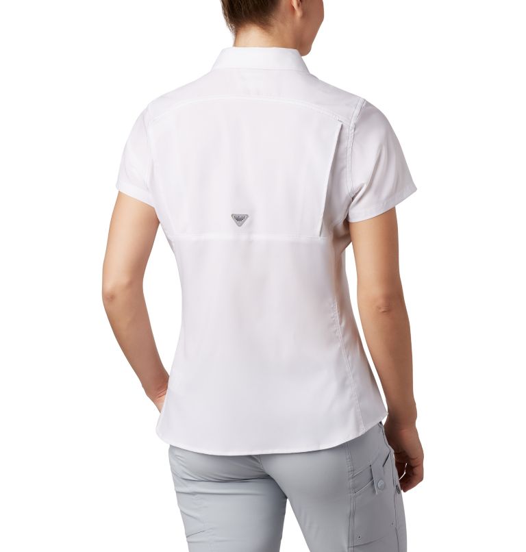 Thumbnail: Women's PFG Lo Drag Short Sleeve Shirt, Color: White, image 2