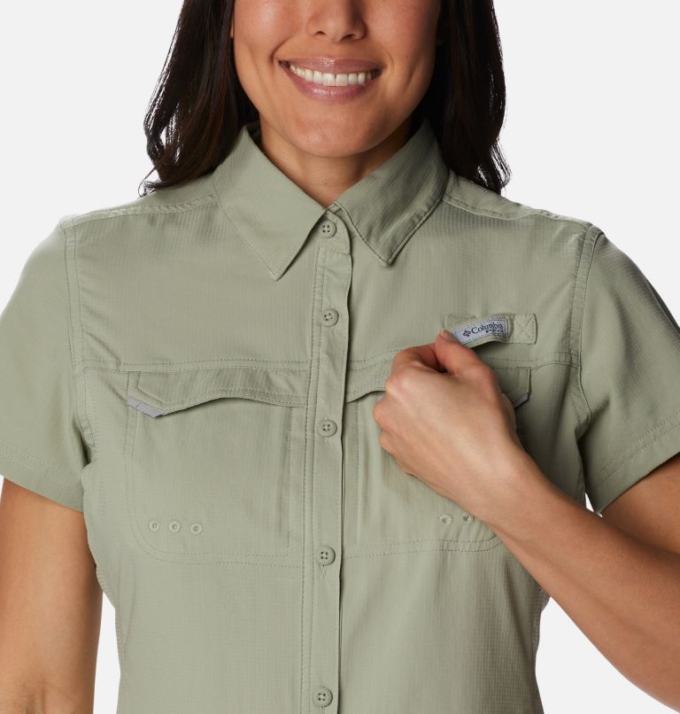 Thumbnail: Women's PFG Lo Drag Short Sleeve Shirt, Color: Safari, image 4