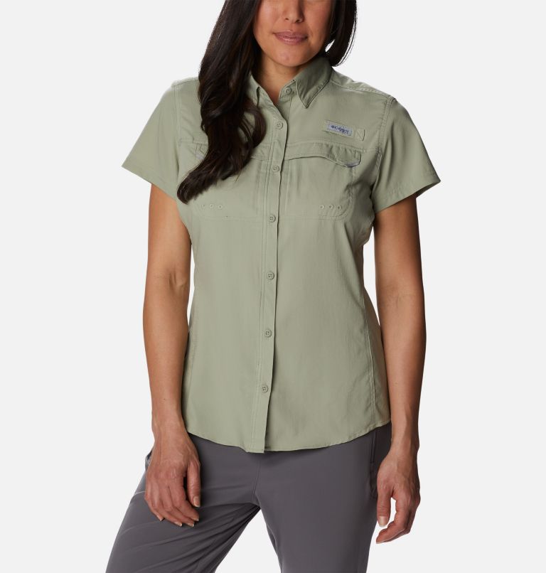 Thumbnail: Women's PFG Lo Drag Short Sleeve Shirt, Color: Safari, image 1