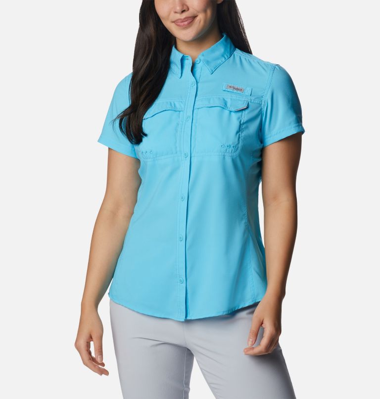 Thumbnail: Women's PFG Lo Drag Short Sleeve Shirt, Color: Atoll, image 1