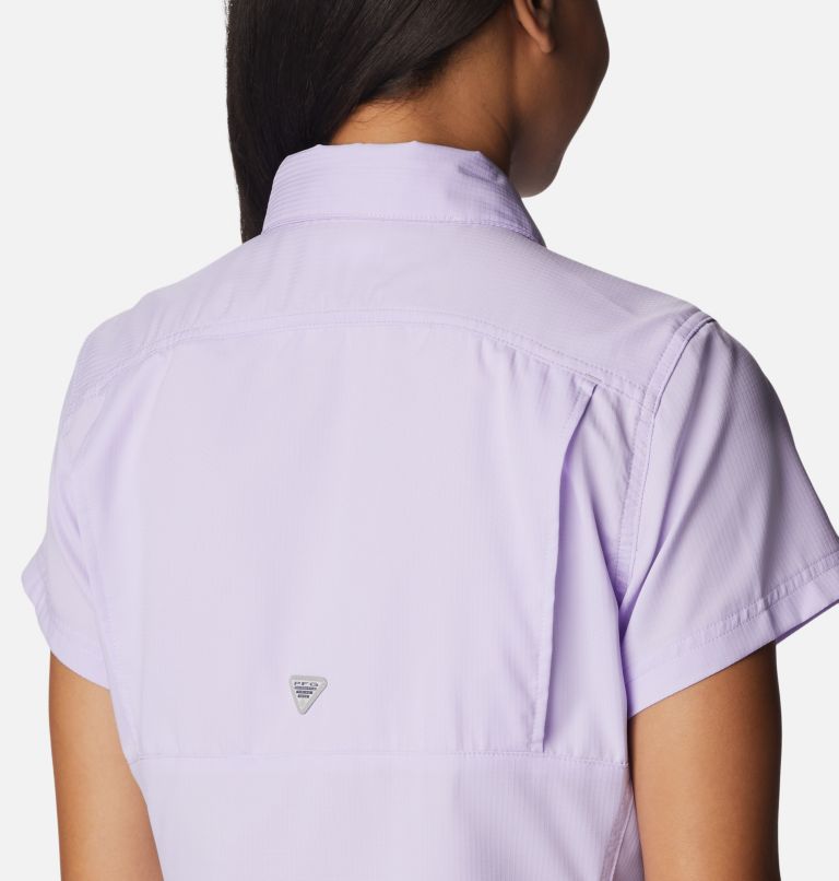 Thumbnail: Women's PFG Lo Drag Short Sleeve Shirt, Color: Soft Violet, image 5