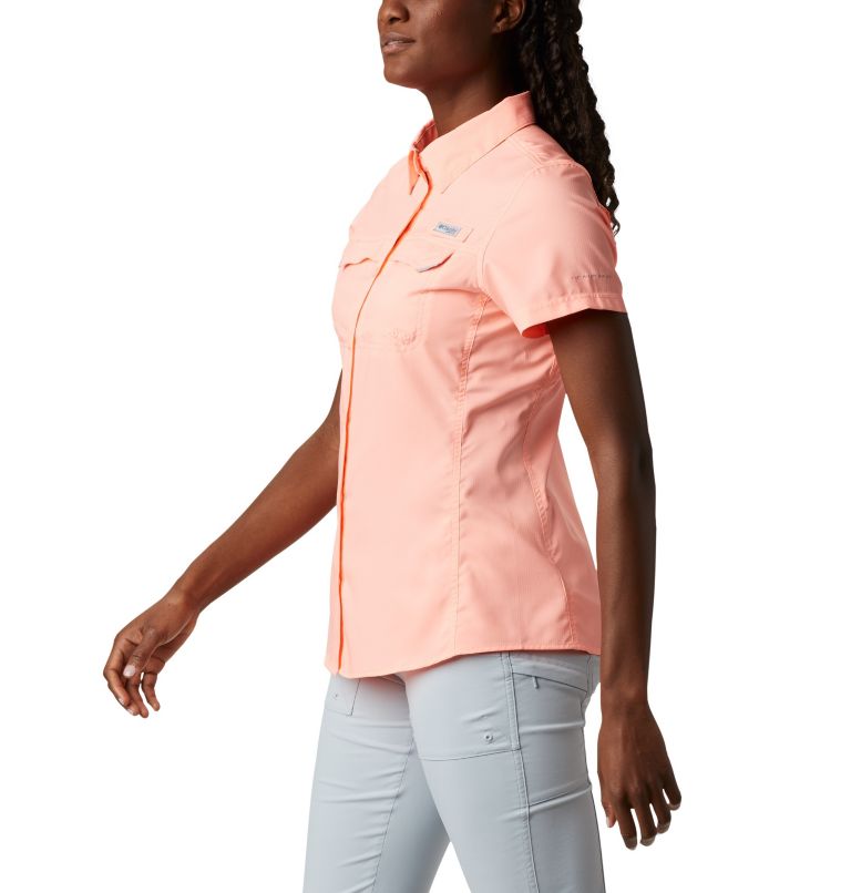 Thumbnail: Women's PFG Lo Drag Short Sleeve Shirt, Color: Tiki Pink, image 3