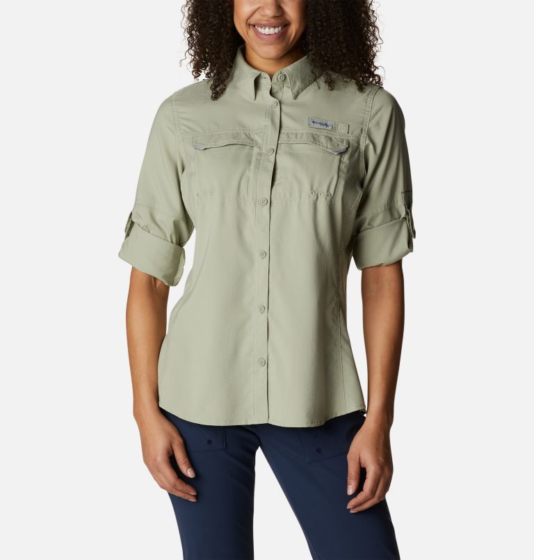 Thumbnail: Women’s PFG Lo Drag Long Sleeve Shirt, Color: Safari, image 6