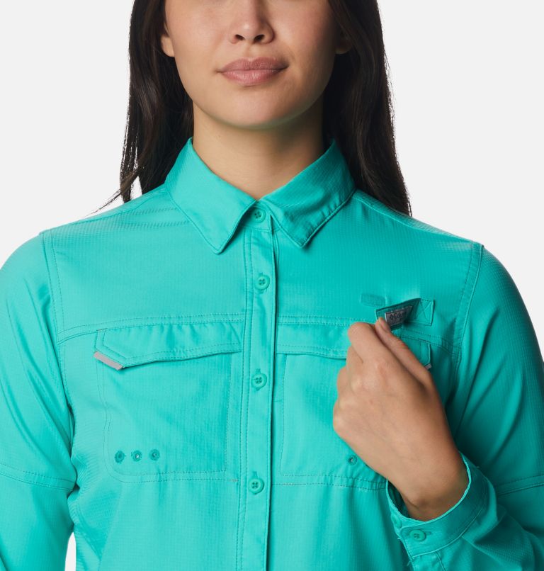 Women’s PFG Lo Drag Long Sleeve Shirt, Color: Electric Turquoise, image 4