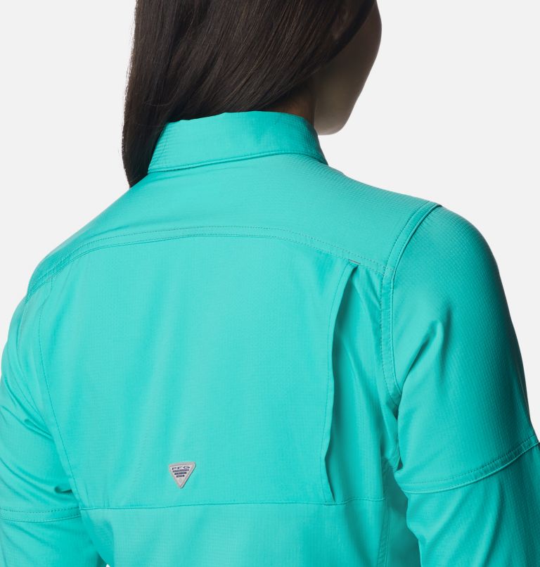 Thumbnail: Women’s PFG Lo Drag Long Sleeve Shirt, Color: Electric Turquoise, image 5