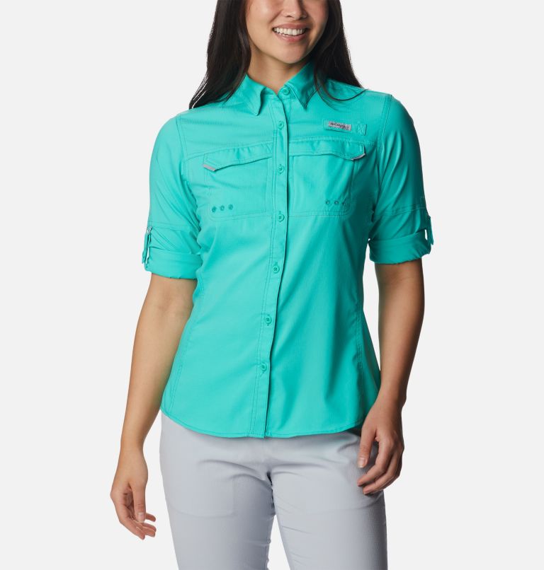 Women’s PFG Lo Drag Long Sleeve Shirt, Color: Electric Turquoise, image 7