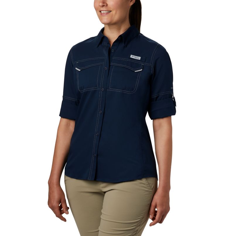 Women’s PFG Lo Drag Long Sleeve Shirt, Color: Collegiate Navy, image 3