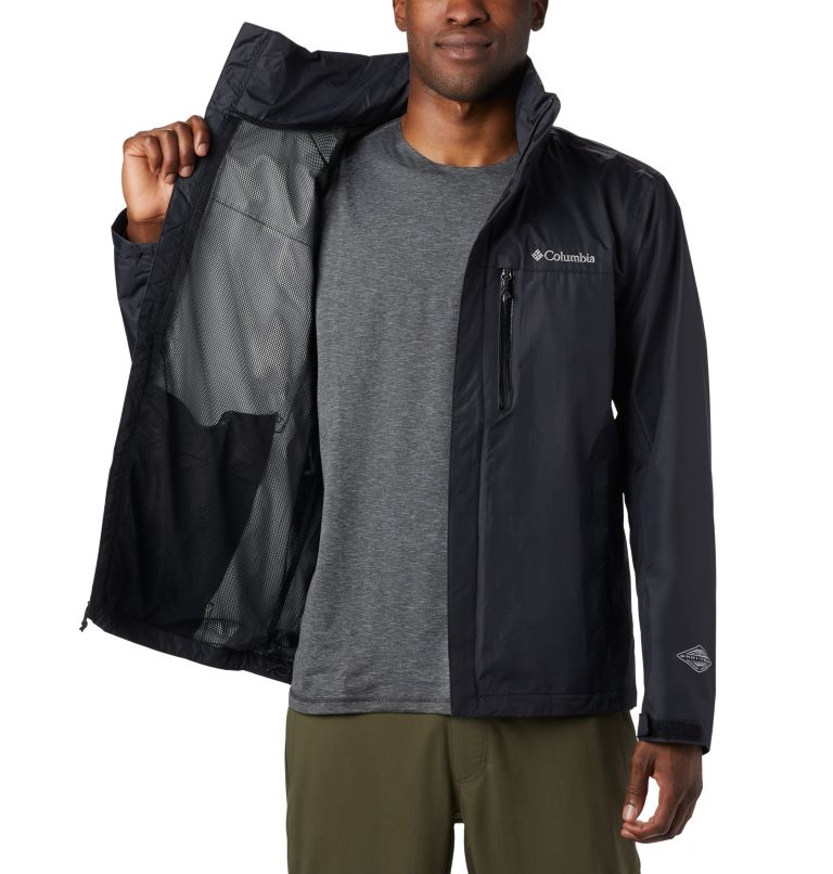 Men's Pouration Rain Jacket, Color: Black