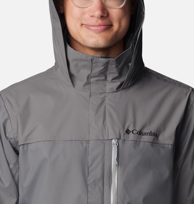 Thumbnail: Men's Pouration Rain Jacket, Color: City Grey, image 4