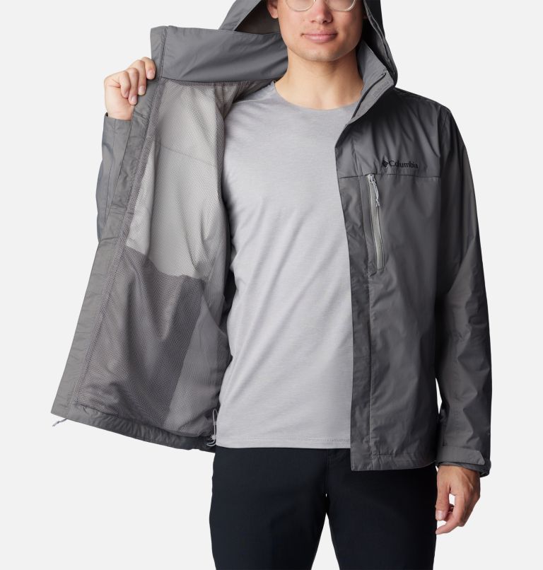 Thumbnail: Men's Pouration Rain Jacket, Color: City Grey, image 5