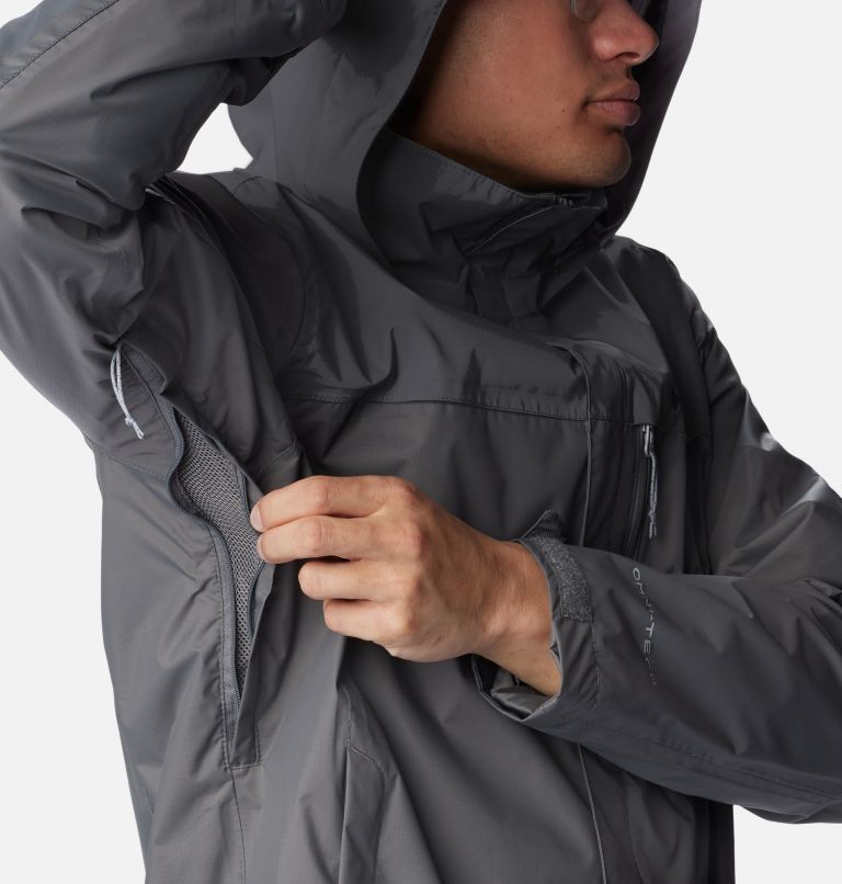 Thumbnail: Men's Pouration Rain Jacket, Color: City Grey, image 7