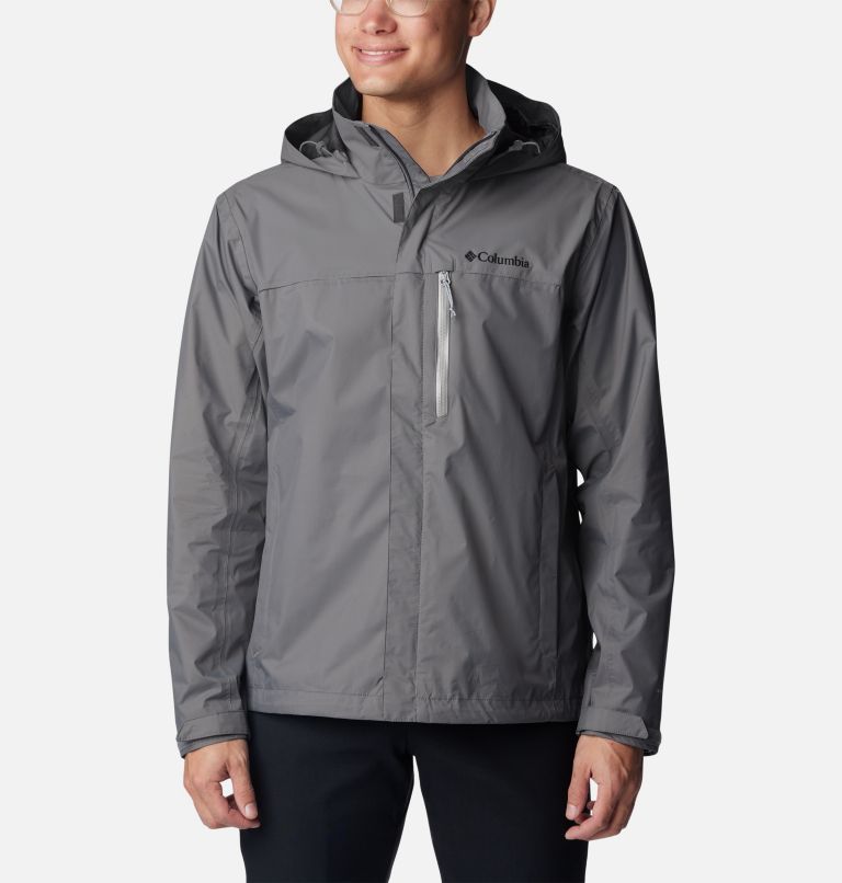 Thumbnail: Men's Pouration Rain Jacket, Color: City Grey, image 1