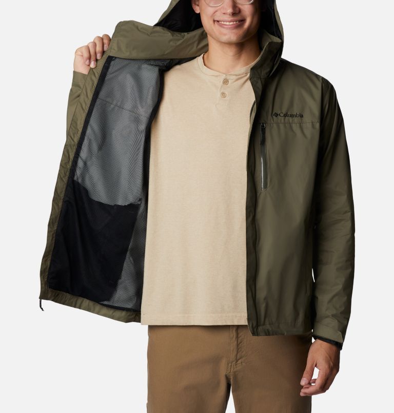 Thumbnail: Men's Pouration Rain Jacket, Color: Stone Green, image 5