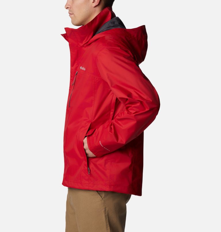 Thumbnail: Men's Pouration Rain Jacket, Color: Mountain Red, image 3