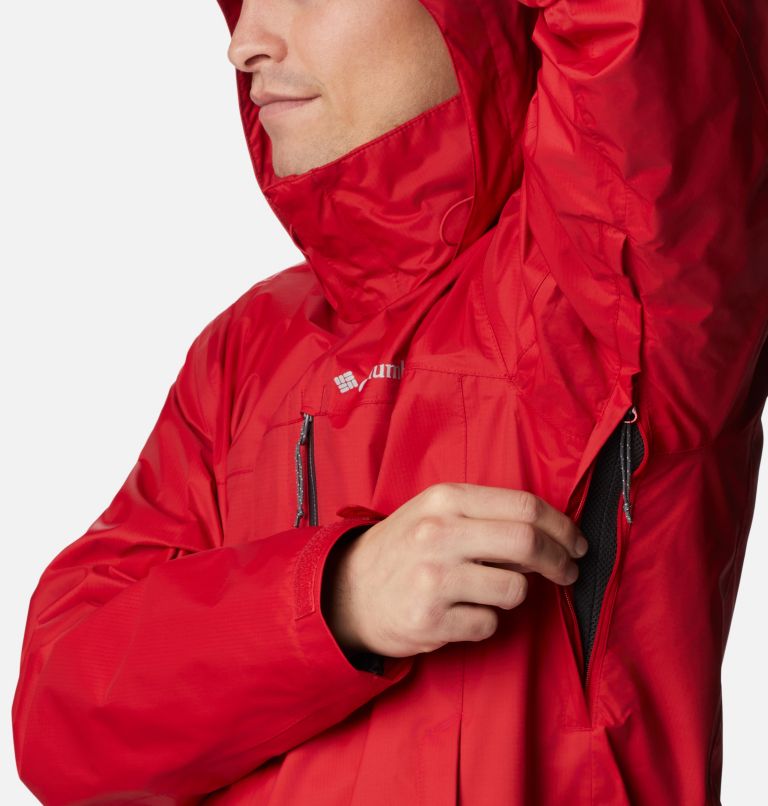 Men's Pouration Rain Jacket, Color: Mountain Red, image 6