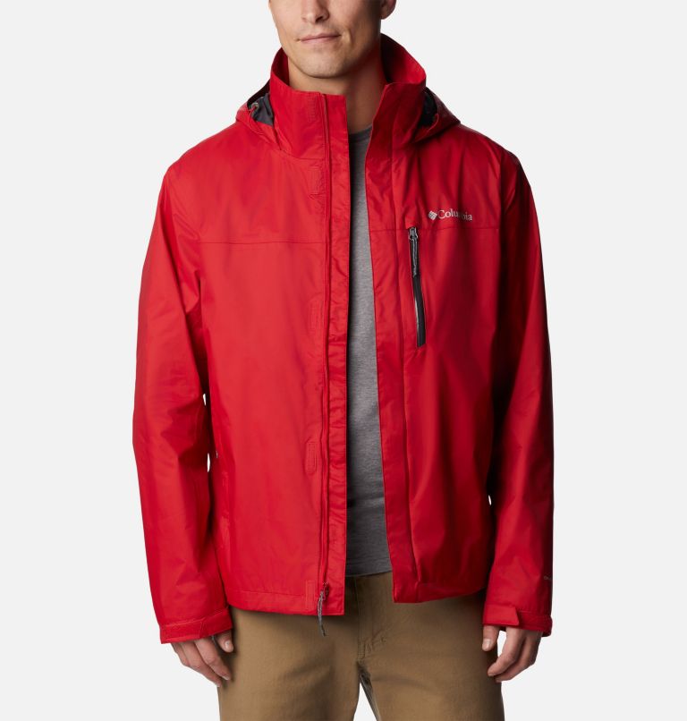 Thumbnail: Men's Pouration Rain Jacket, Color: Mountain Red, image 9