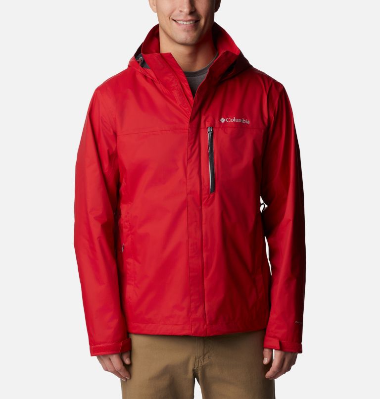 Thumbnail: Men's Pouration Rain Jacket, Color: Mountain Red, image 1