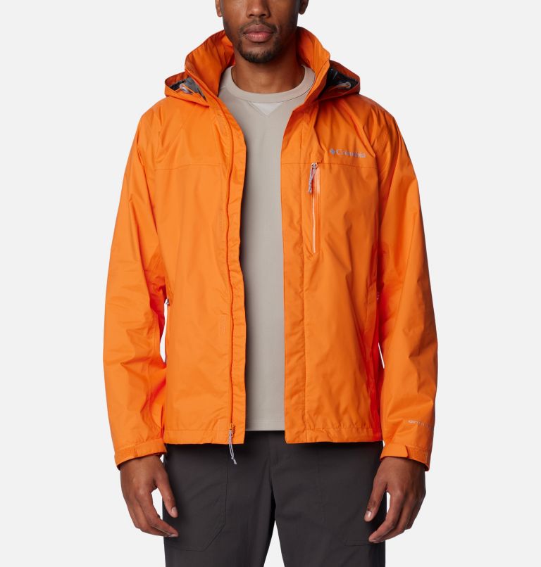 Bright orange rain jacket sale