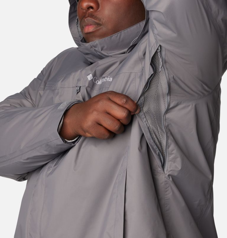 Thumbnail: Men's Pouration Rain Jacket - Big, Color: City Grey, image 6