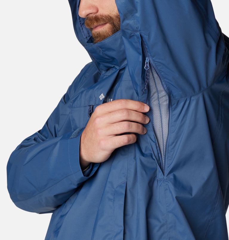 Thumbnail: Men's Pouration Rain Jacket - Big, Color: Dark Mountain, image 6