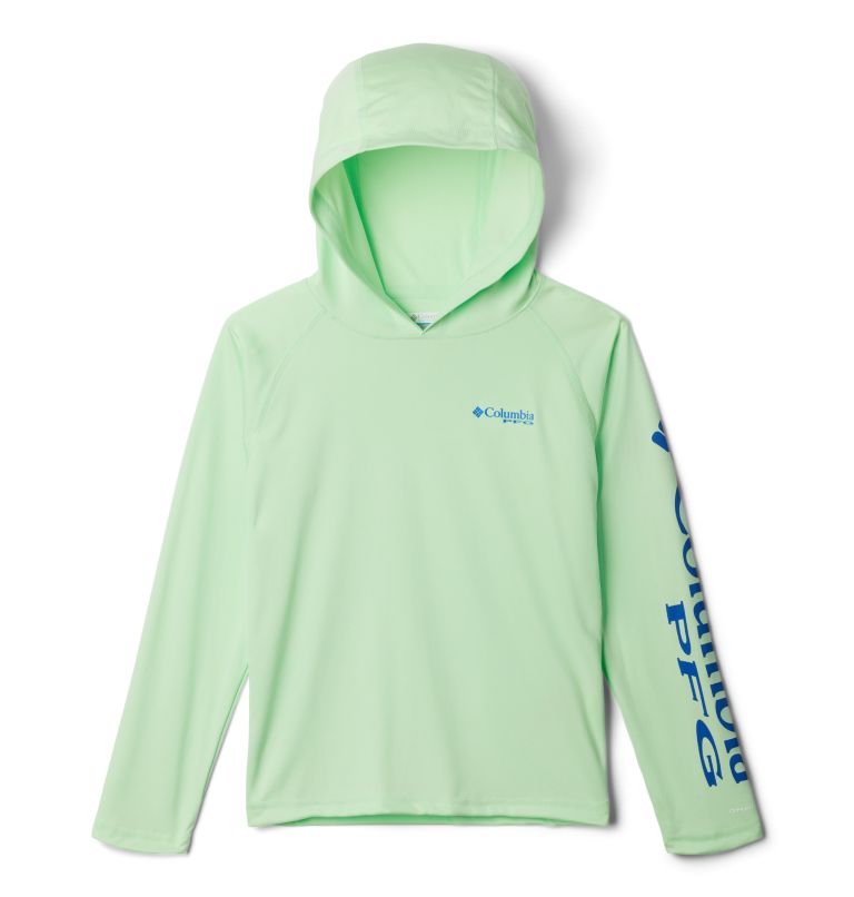 Kids' PFG Terminal Tackle Hoodie, Color: Key West, Vivid Blue Logo, image 1