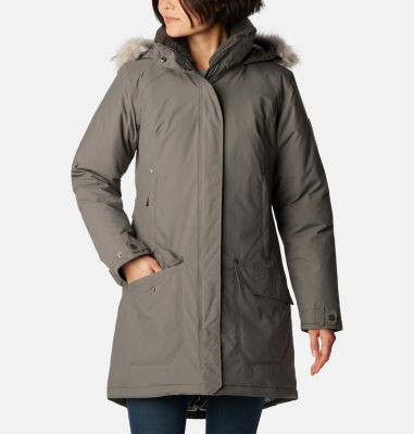 Columbia Mujer Blanco Hacia fuera Medio Omni Calor Chaqueta con capucha  Gris claro Tamaño XSmall 194003003462 