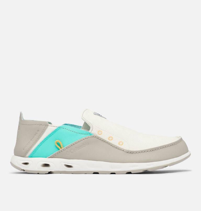Men's PFG Bahama Vent Shoe, Color: Cloud Grey, Electric Turquoise, image 1