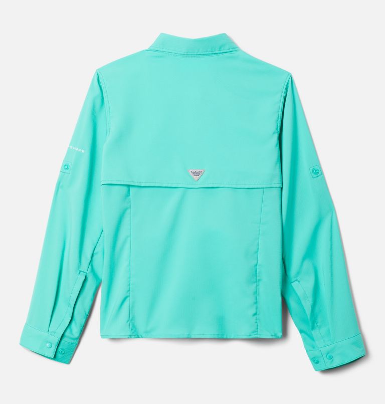 Girls’ PFG Tamiami Long Sleeve Shirt, Color: Electric Turquoise, image 2