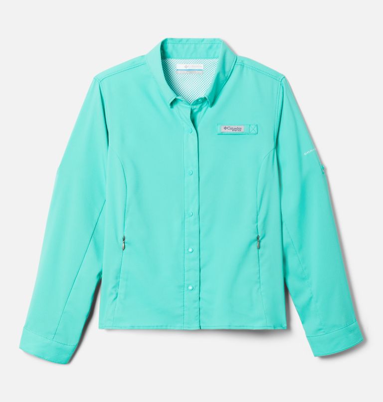 Thumbnail: Girls’ PFG Tamiami Long Sleeve Shirt, Color: Electric Turquoise, image 1