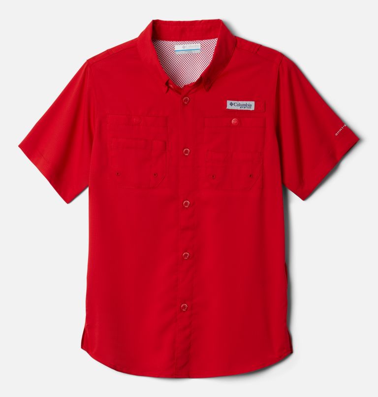Boys’ PFG Tamiami Short Sleeve Shirt, Color: Red Spark, image 1