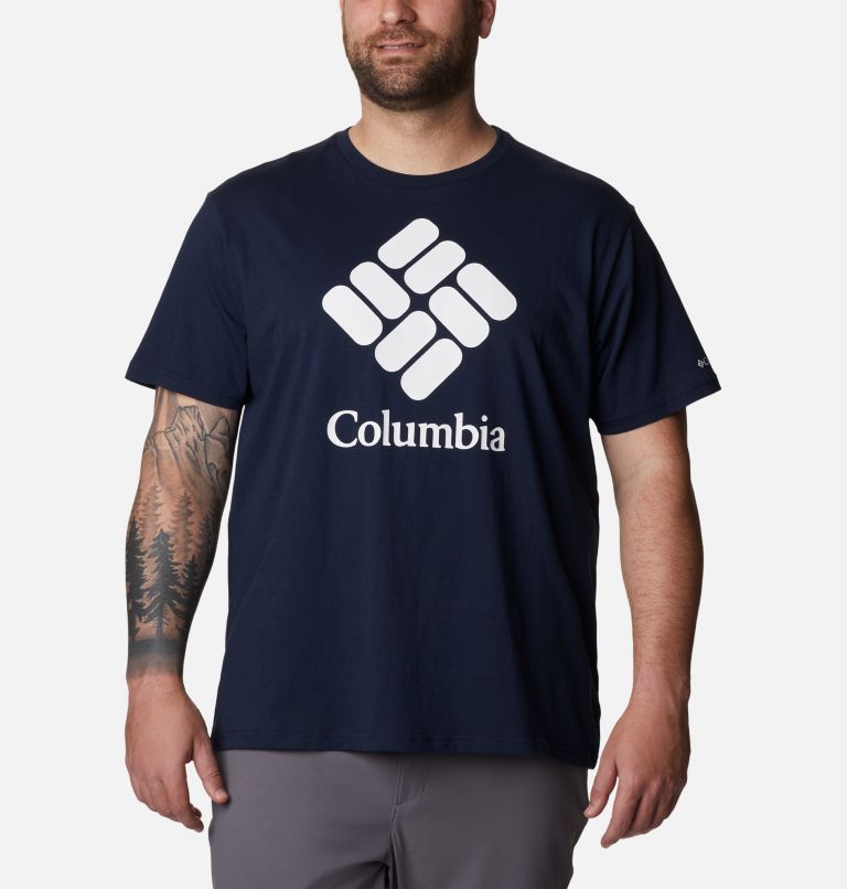T-shirt en Coton Biologique Basic Logo Homme - Grandes Tailles, Color: Collegiate Navy, CSC Stacked Logo