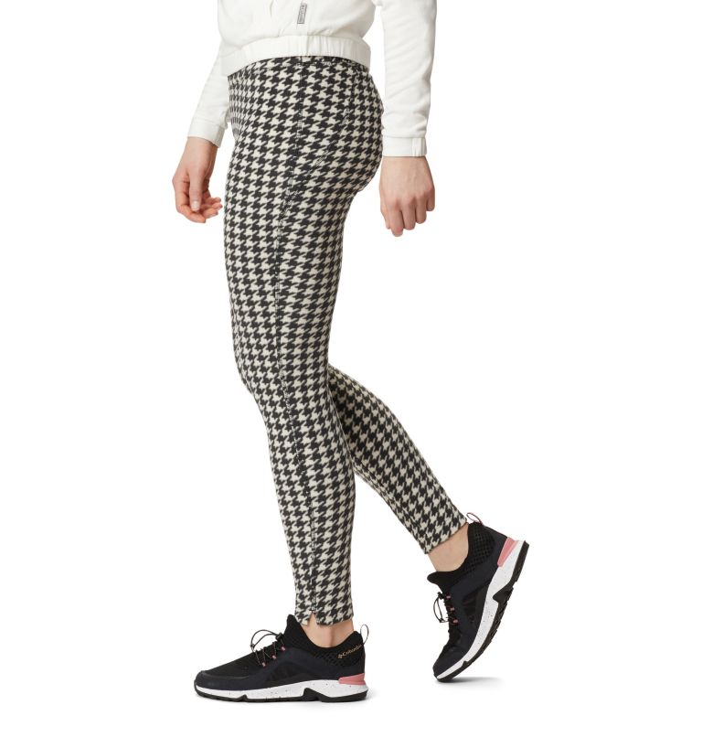 Women's Glacial Fleece Printed Leggings, Color: Chalk Houndstooth, image 3