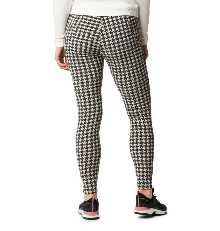 Women's Glacial Fleece Printed Leggings, Color: Chalk Houndstooth, image 2