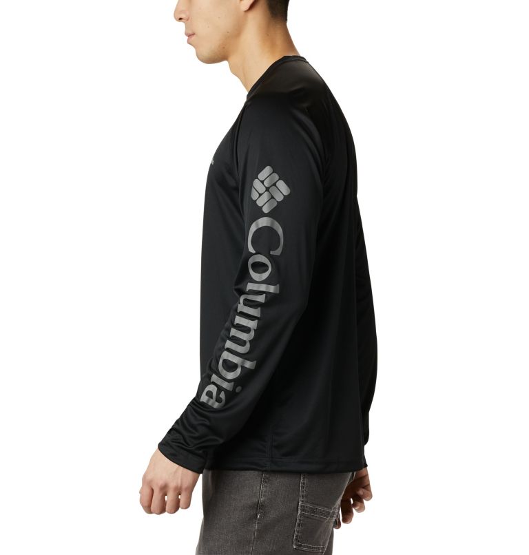 Men's Fork Stream Long Sleeve Shirt, Color: Black, City Grey Logo, image 3