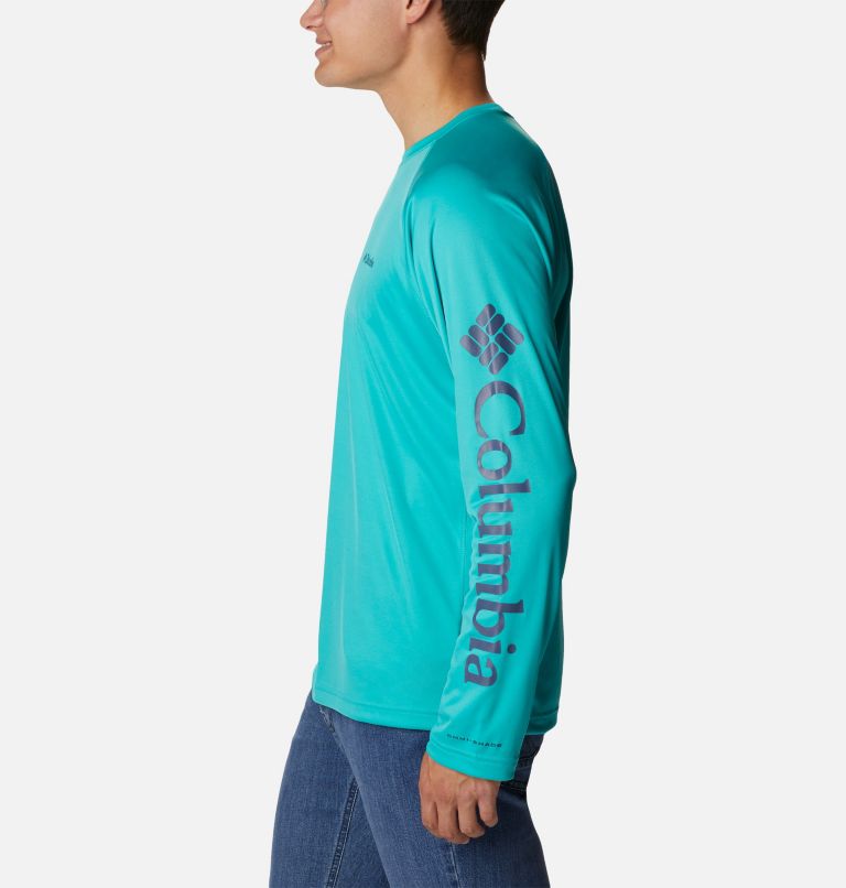 Men's Fork Stream Long Sleeve Shirt, Color: Bright Aqua, image 3