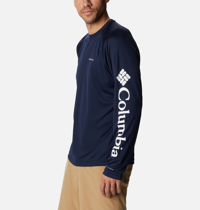 Thumbnail: Men's Fork Stream Long Sleeve Shirt, Color: Collegiate Navy, White Logo, image 3