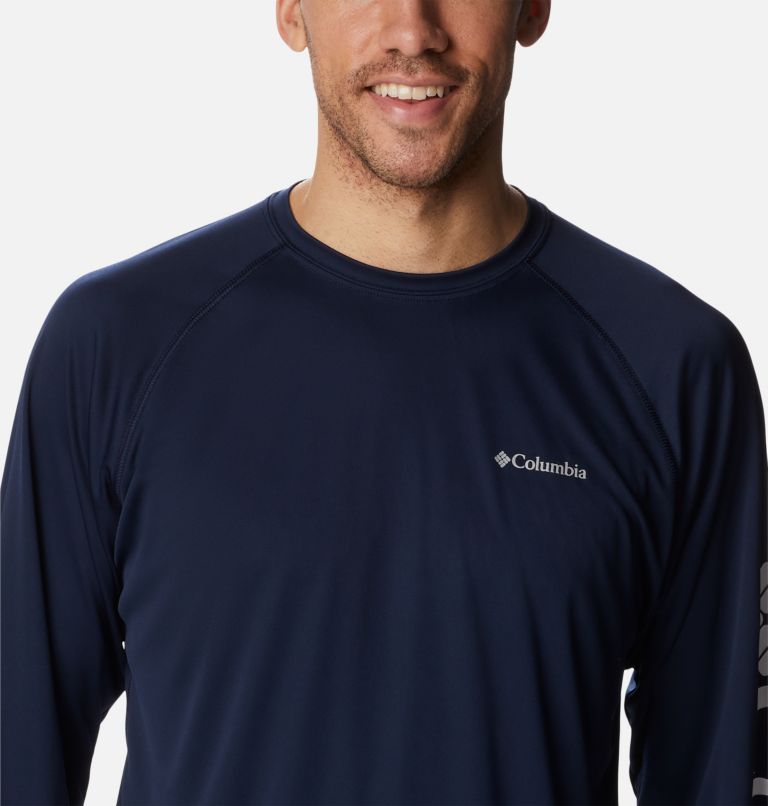 Men's Fork Stream Long Sleeve Shirt, Color: Collegiate Navy, White Logo